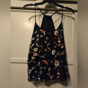 Chic Black Floral Embroidered Camisole